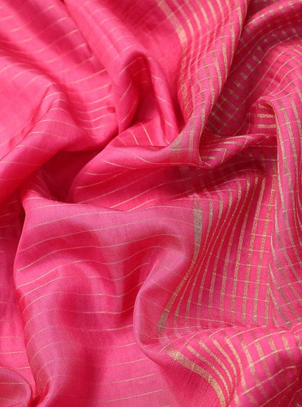 Dola silk saree pink shade and navy blue with allover zari woven stripes pattern and zari woven border with embroidery work blouse - {{ collection.title }} by Prashanti Sarees