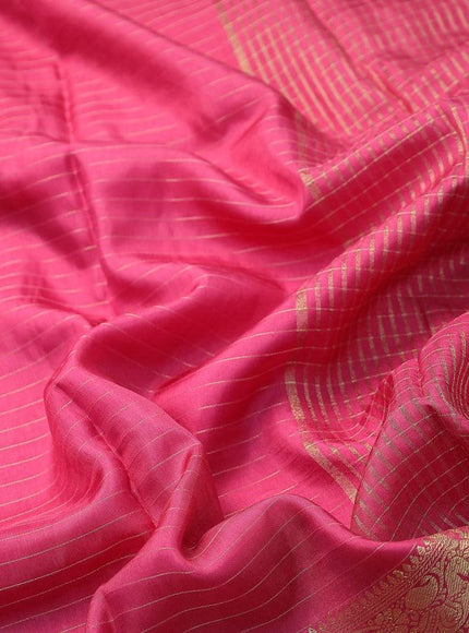 Dola silk saree pink shade and pastel blue with allover zari woven stripes pattern and zari woven border with embroidery work blouse - {{ collection.title }} by Prashanti Sarees