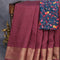 Dola silk saree wine shade and peacock blue with zari checked pattern and zari woven border with embroidery work blouse - {{ collection.title }} by Prashanti Sarees