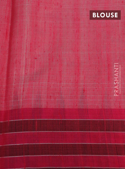 Dupion silk saree beige and pink with plain body and temple design checked border - {{ collection.title }} by Prashanti Sarees