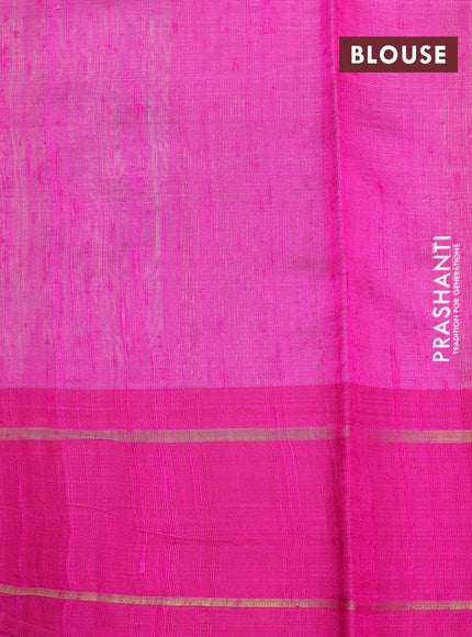 Dupion silk saree beige and pink with plain body and temple design rettapet zari woven border - {{ collection.title }} by Prashanti Sarees