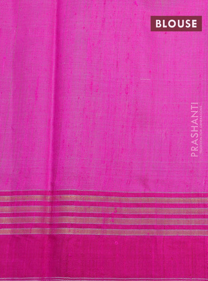 Dupion silk saree beige and pink with plain body and temple design zari woven border - {{ collection.title }} by Prashanti Sarees