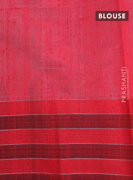 Dupion silk saree beige and red with plain body and temple design checked border - {{ collection.title }} by Prashanti Sarees