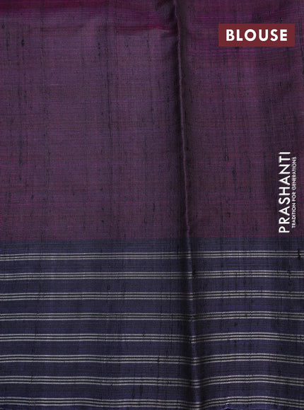 Dupion silk saree red and navy blue with plain body and temple design zari checked border - {{ collection.title }} by Prashanti Sarees