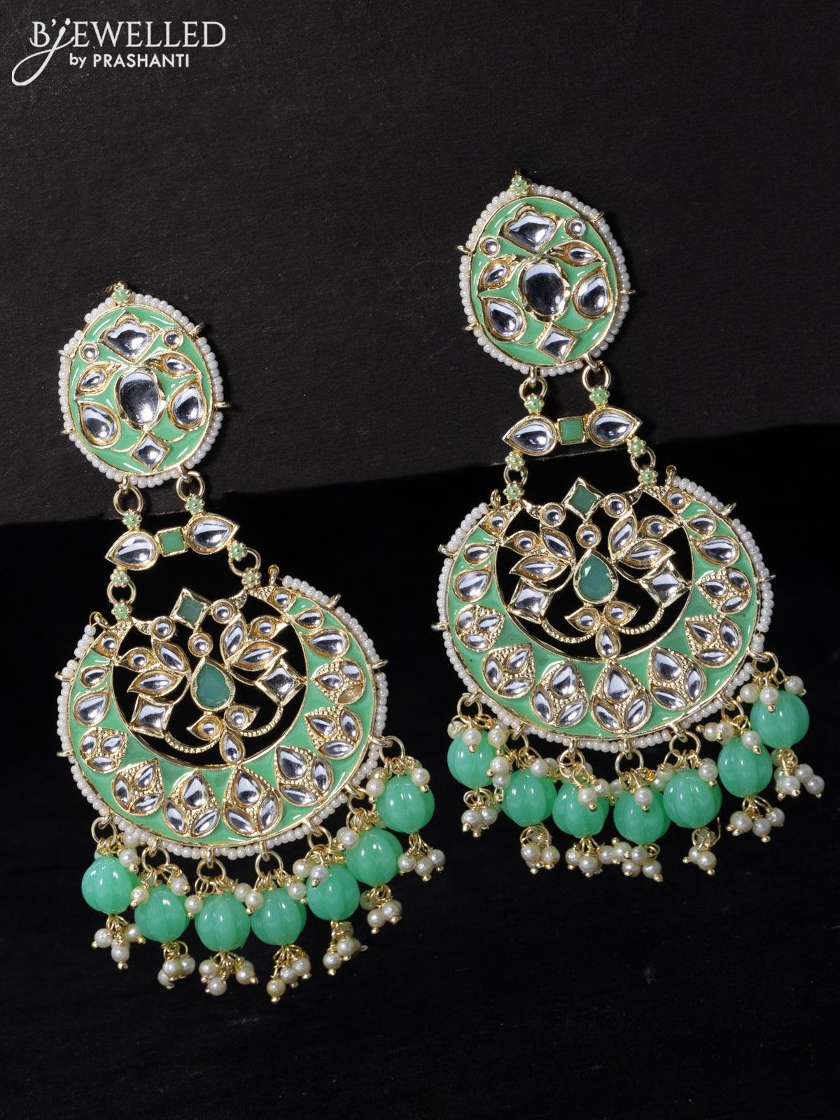 Amazon.com: Bindhani Women's Chandbali Indian Earrings (Gold-Plated, Kundan  Stone, Faux Pearl, Onion Pink Drops): Clothing, Shoes & Jewelry