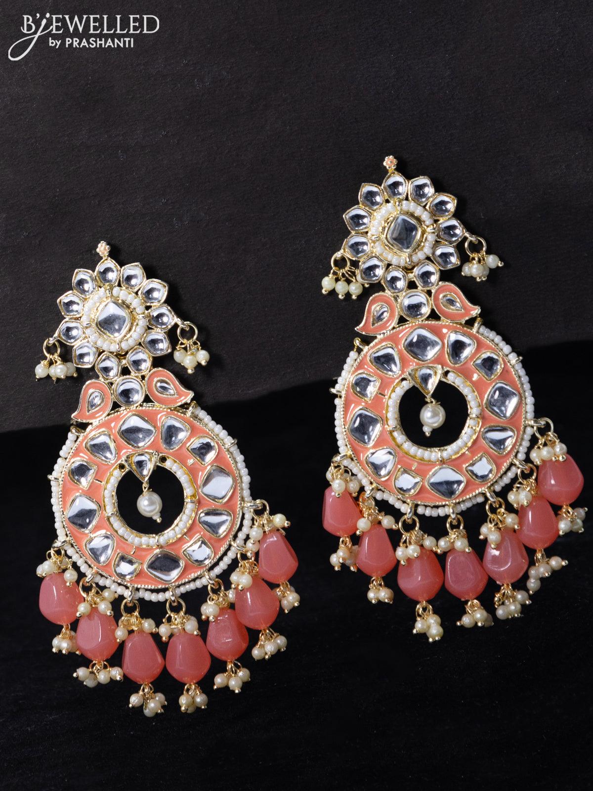 Bollywood Inspired Meenakari Earrings - Pink | FashionCrab.com