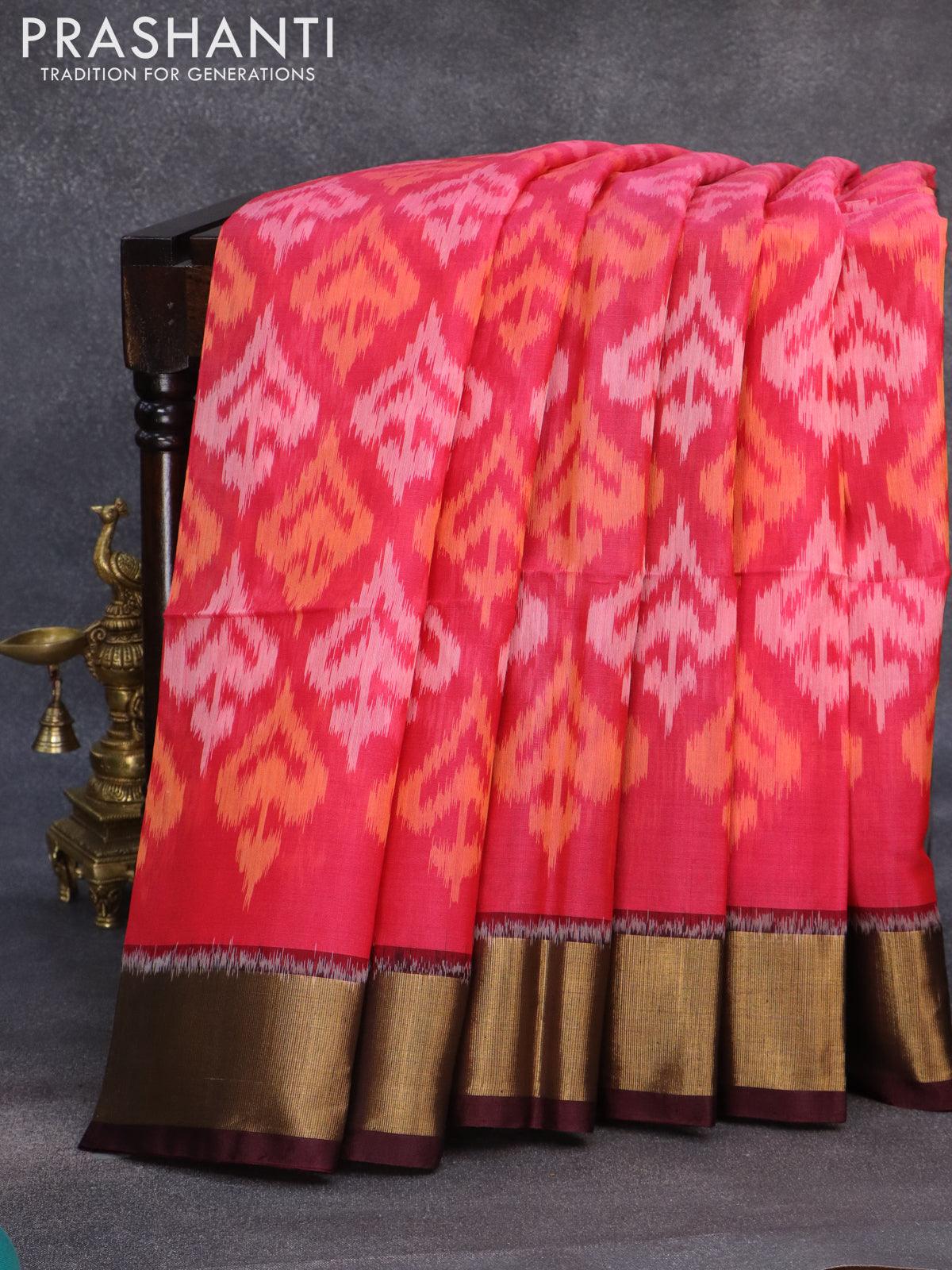 Pochampally Silk Ikat Black And White Saree | Kankatala