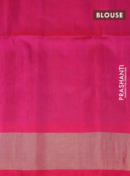 Ikat soft silk saree blue and pink with allover ikat butta weaves and zari woven border - {{ collection.title }} by Prashanti Sarees