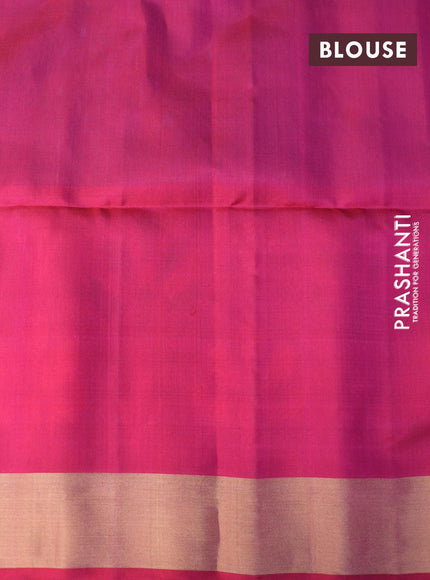 Ikat soft silk saree cs blue and pink with allover ikat weaves and zari woven border - {{ collection.title }} by Prashanti Sarees