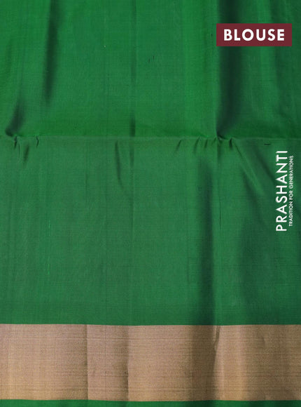 Ikat soft silk saree sandal and green with allover ikat buttas and zari woven border - {{ collection.title }} by Prashanti Sarees