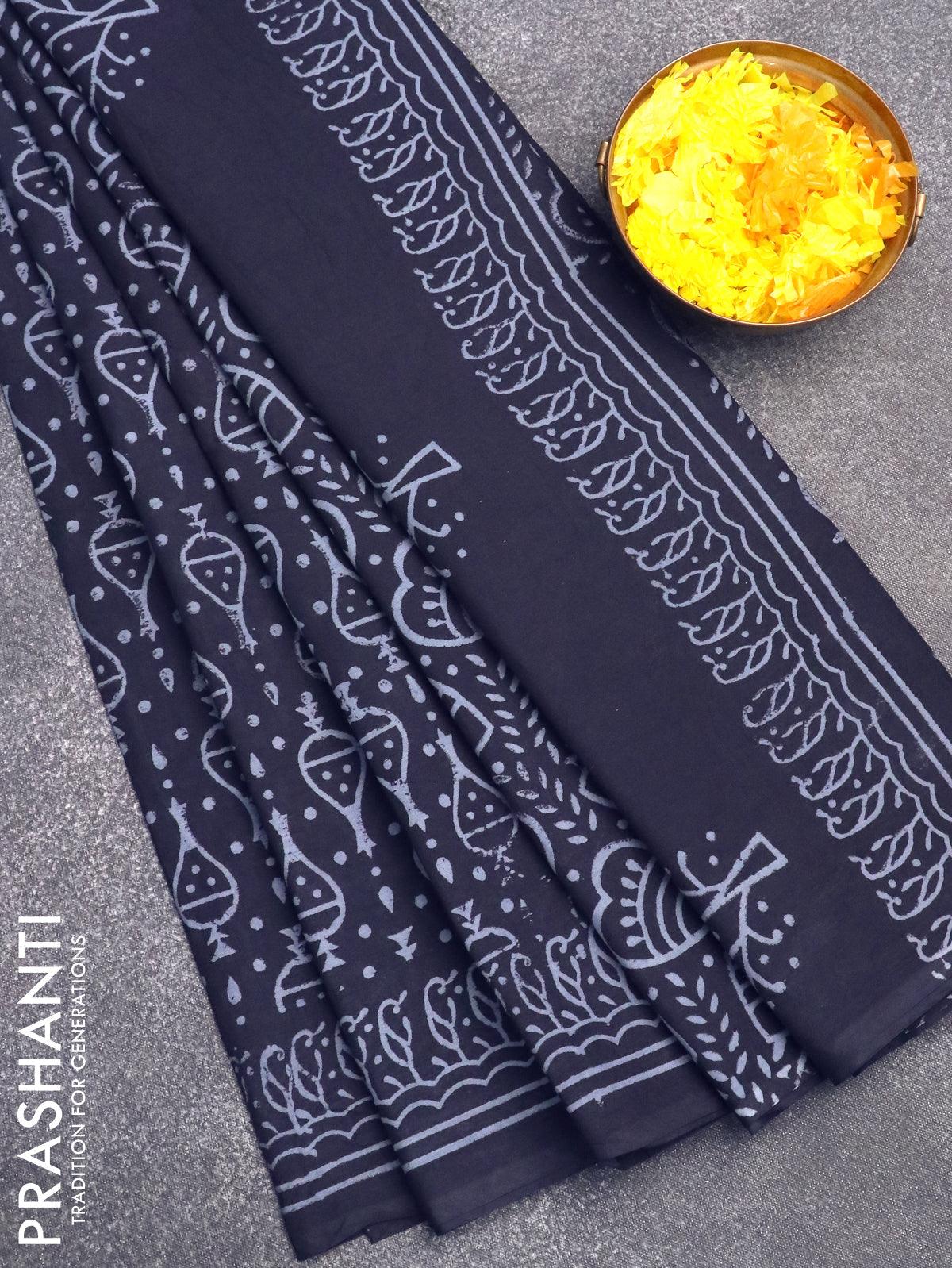 Black wholesale cotton sarees in jaipur | Kiran's Boutique