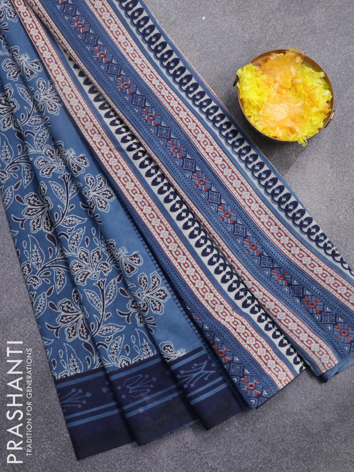 Buy Navy Blue(Single Tone) - Jaipur cotton Saree online | Jaipur cotton  from ShrusEternity