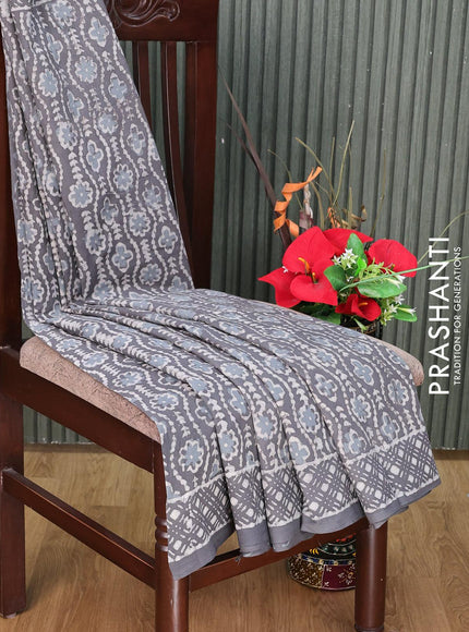 Jaipur cotton saree grey with allover prints and printed border - {{ collection.title }} by Prashanti Sarees