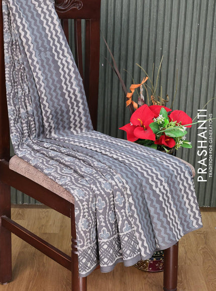 Jaipur cotton saree grey with allover prints and printed border - {{ collection.title }} by Prashanti Sarees