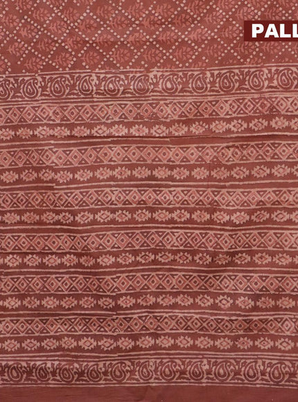 Jaipur cotton saree rust shade with allover prints and printed border - {{ collection.title }} by Prashanti Sarees