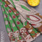 Kalamkari semi silk saree green and beige with buddha butta prints and printed border - {{ collection.title }} by Prashanti Sarees