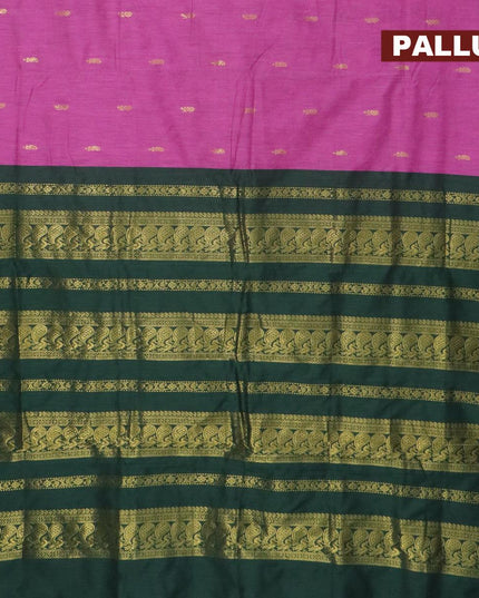 Kalyani cotton saree magenta pink and dark green with zari woven butta –  Prashanti Sarees