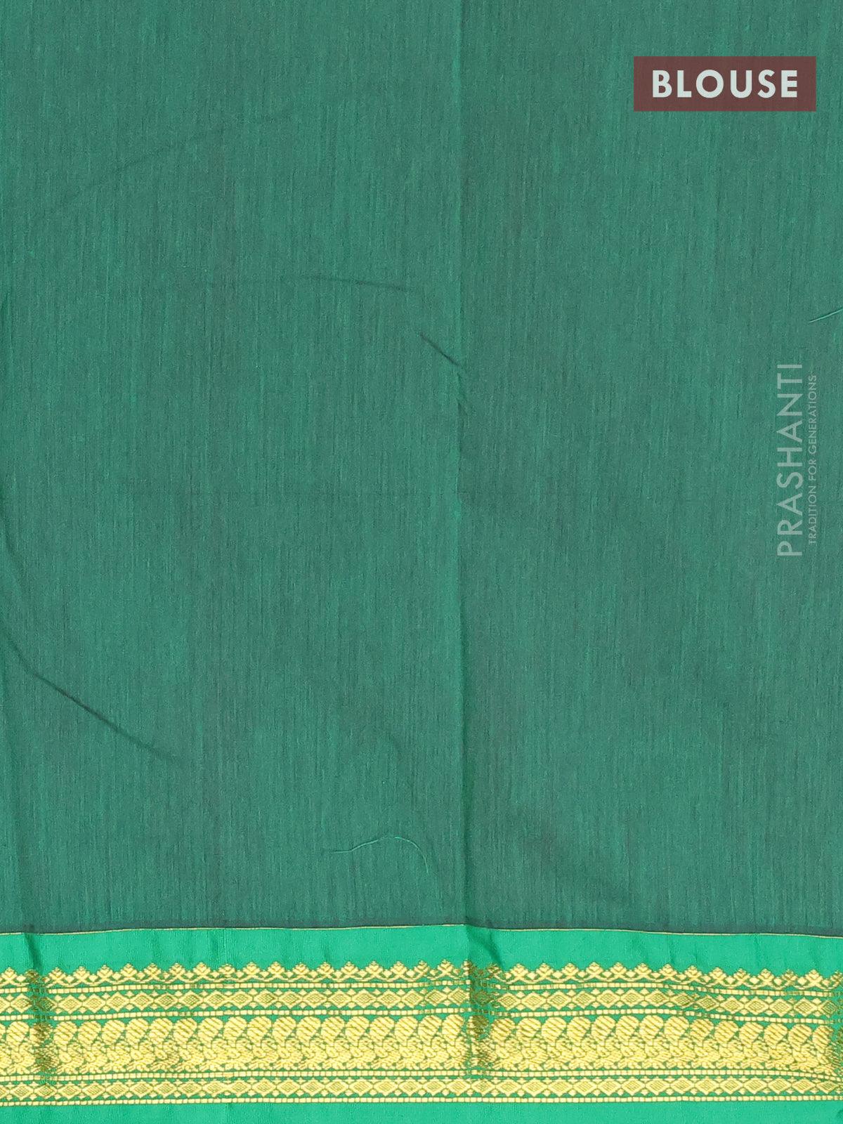 Kalyani cotton saree pink and green with zari woven buttas and