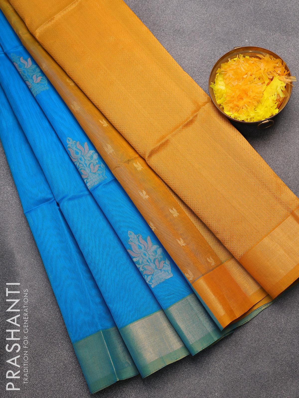 Pure Handwoven Kora Silk Cotton Saree – Magga