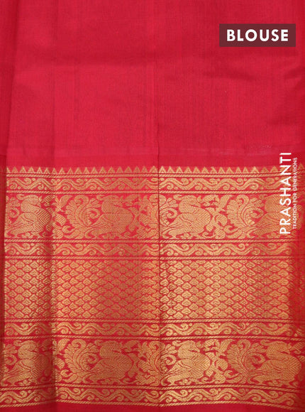 Kuppadam silk cotton saree blue and red with zari woven buttas and long zari woven annam border - {{ collection.title }} by Prashanti Sarees