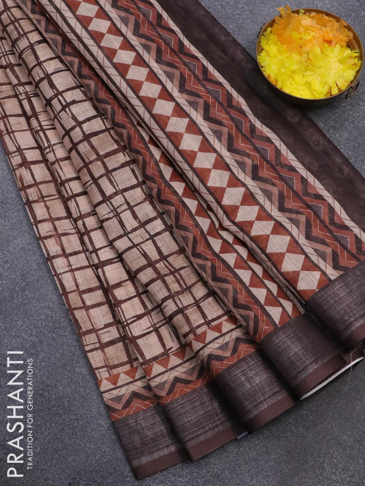 Tissue linen saree green shade with thread woven embroidery work butta – Prashanti  Sarees