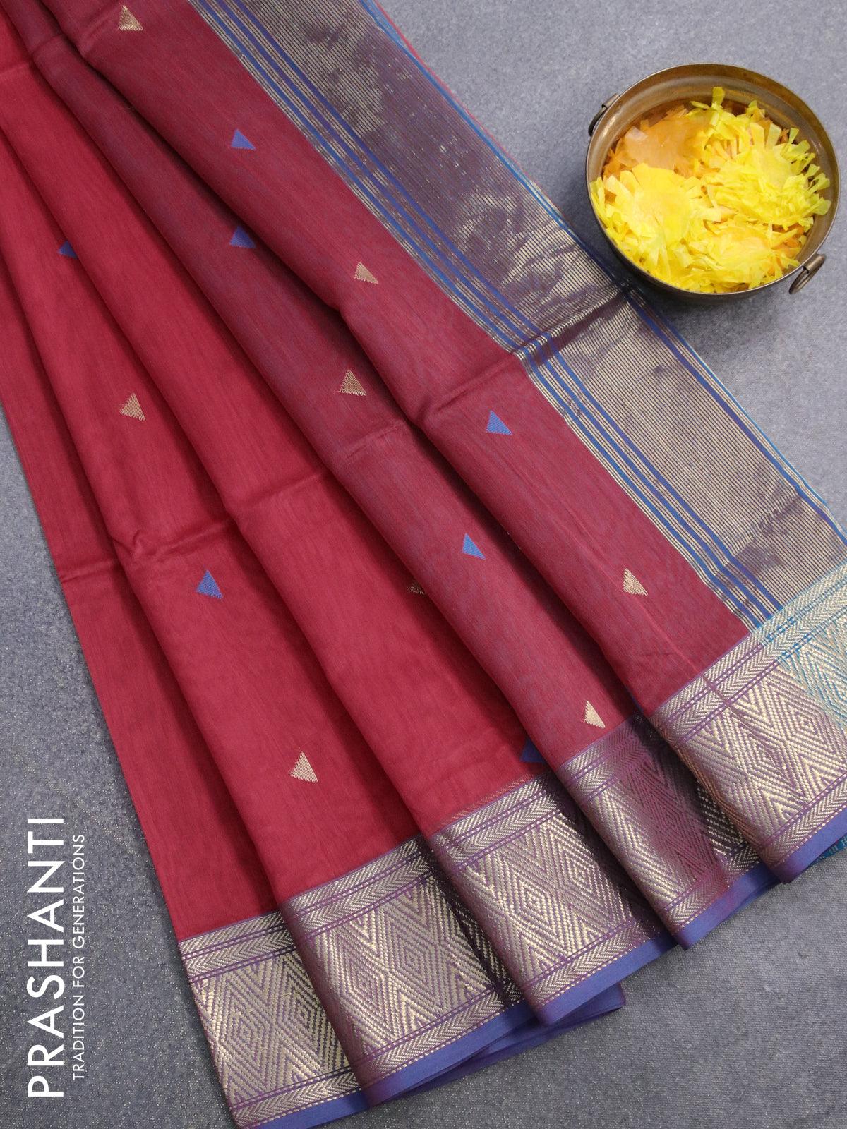 Pomegranate Pink Maheshwari Silk Saree