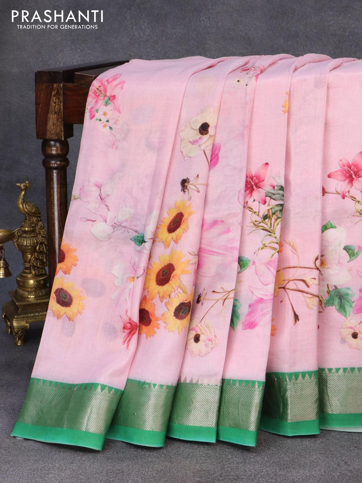 Yellow & Orange Checks Handloom Cotton Mangalgiri Saree – Indiva