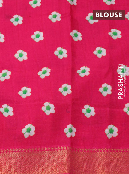 Mangalgiri silk cotton saree off white and pink with allover floral prints and zari woven border - {{ collection.title }} by Prashanti Sarees