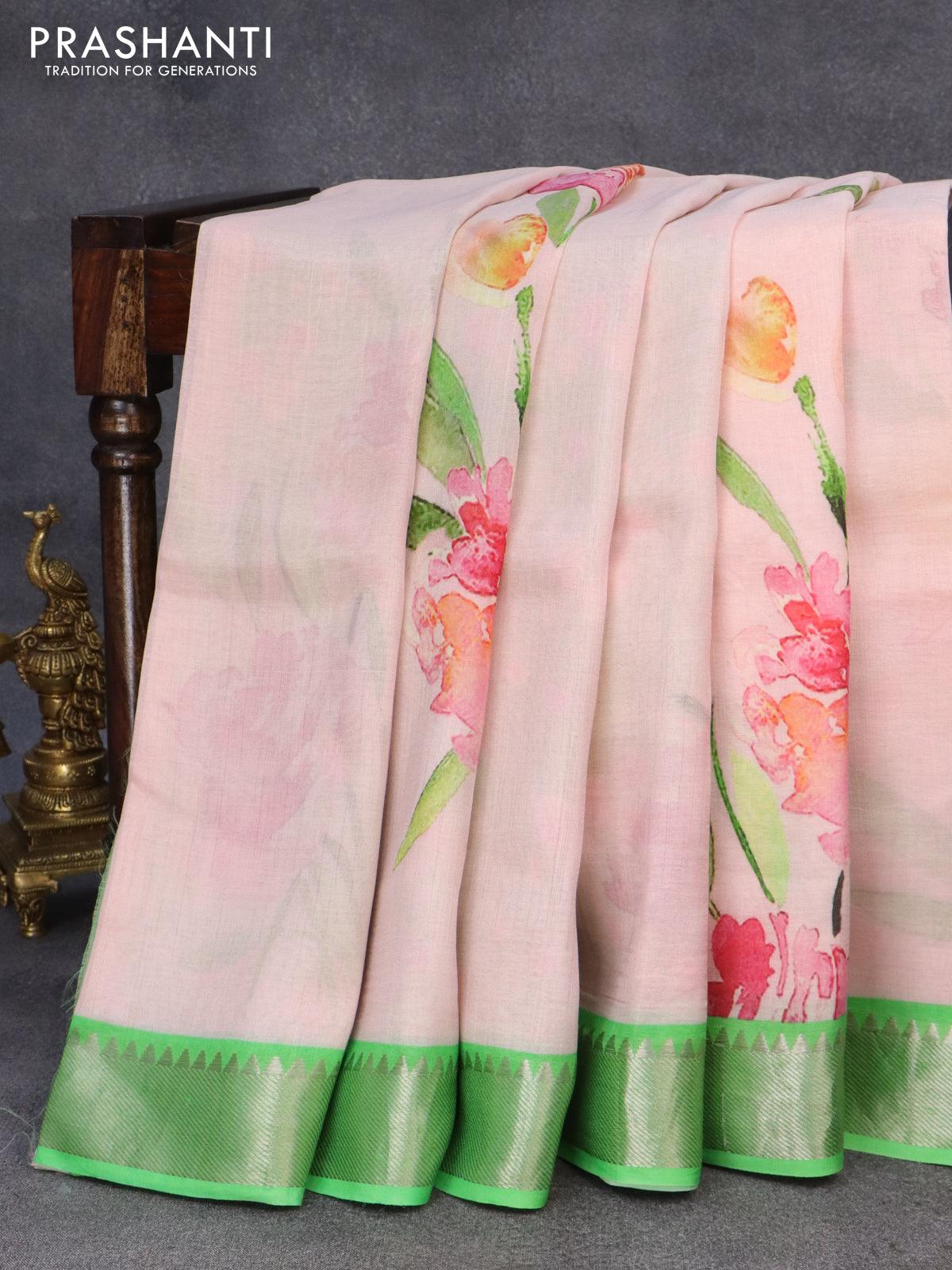 Cool color blocking! Orange-magenta hand woven Mangalgiri cotton saree |  Saree designs, Buy designer sarees online, Designer sarees online