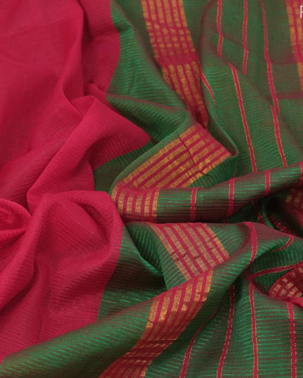 Mangalgiri silk cotton saree red and green with hand block printed blouse and annam zari woven border - {{ collection.title }} by Prashanti Sarees