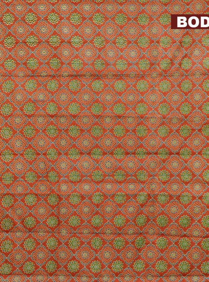 Mul cotton saree rust shade with allover prints and small zari woven border - {{ collection.title }} by Prashanti Sarees