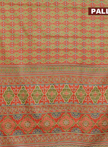 Mul cotton saree rust shade with allover prints and small zari woven border - {{ collection.title }} by Prashanti Sarees