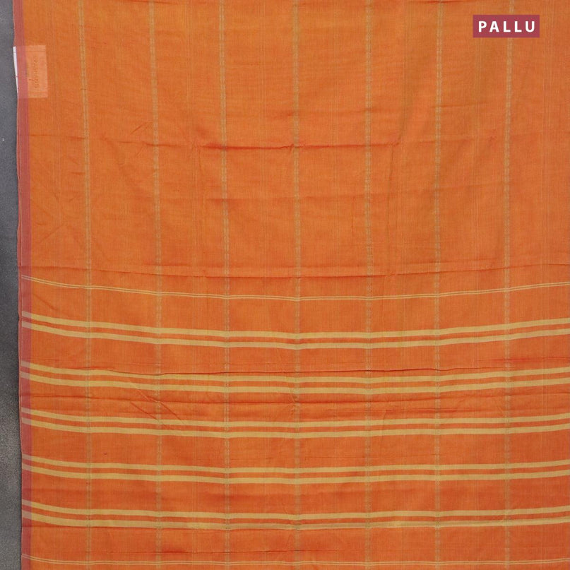 Narayanpet cotton saree dual shade of yellow and beige with allover thread weaves and piping border - {{ collection.title }} by Prashanti Sarees