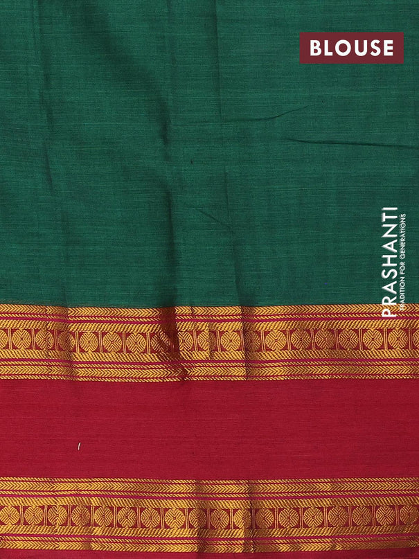 Narayanpet cotton saree green and maroon with plain body and rettapet zari woven border - {{ collection.title }} by Prashanti Sarees