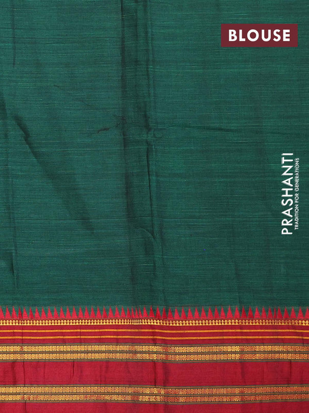 Narayanpet cotton saree green and maroon with plain body and temple design rettapet zari woven border - {{ collection.title }} by Prashanti Sarees