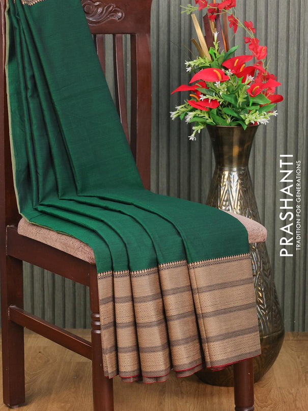 Narayanpet cotton saree green with plain body and long thread woven border - {{ collection.title }} by Prashanti Sarees