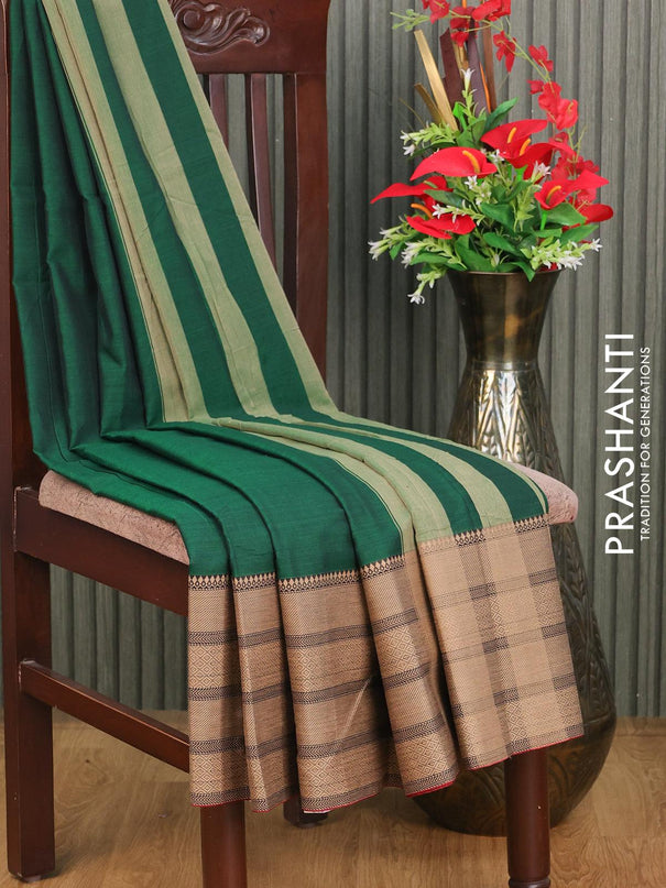 Narayanpet cotton saree green with plain body and long thread woven border - {{ collection.title }} by Prashanti Sarees