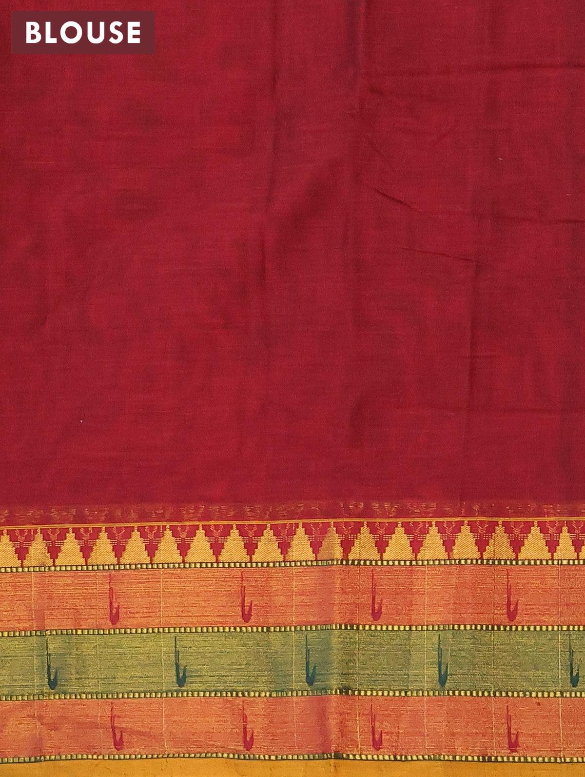 Dark green handwoven narayanpet cotton saree (9 meter) – GoCoop