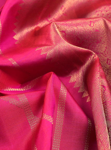 Niraa-13 Pure kanjivaram silk saree dual shade of pink and green with allover geometric zari weaves and rich zari woven border - {{ collection.title }} by Prashanti Sarees