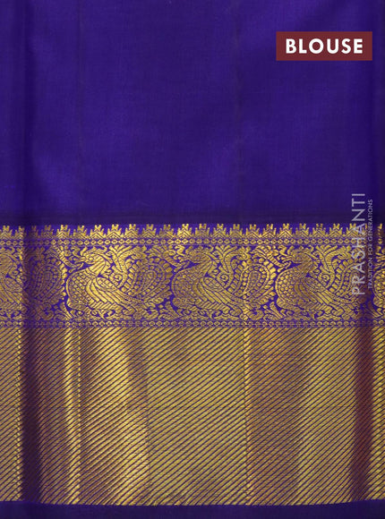 Niraa-2 Pure kanjivaram silk saree pista green and navy blue with allover zari woven paisley buttas and rich annam zari woven korvai border - {{ collection.title }} by Prashanti Sarees