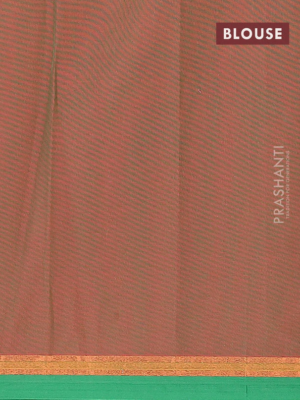 Nithyam cotton saree dual shade of manthulir green and green with thread woven buttas and zari woven simple border - {{ collection.title }} by Prashanti Sarees