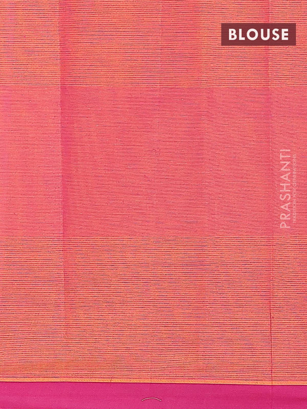 Nithyam cotton saree dual shade of rust and dark magenta pink with allover thread stripes & buttas and simple border - {{ collection.title }} by Prashanti Sarees