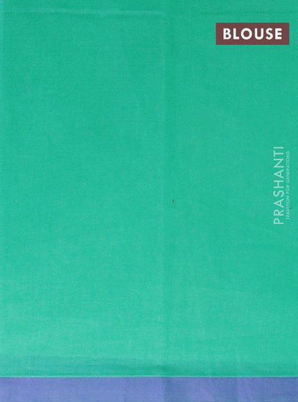 Nithyam cotton saree teal green shade and blue with allover thread stripes & buttas and simple border - {{ collection.title }} by Prashanti Sarees