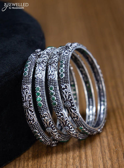 Oxidised bangles with emerald stone - {{ collection.title }} by Prashanti Sarees