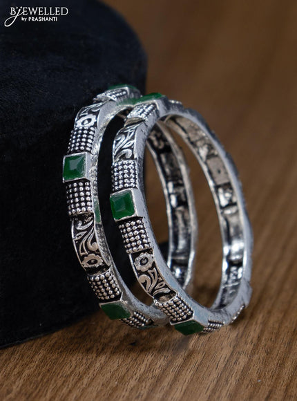 Oxidised bangles with emerald stone - {{ collection.title }} by Prashanti Sarees