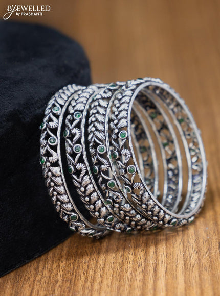 Oxidised bangles with emerald stone - {{ collection.title }} by Prashanti Sarees