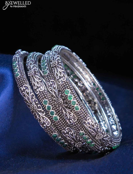 Oxidised bangles with emerald stone - {{ collection.title }} by Prashanti Sarees