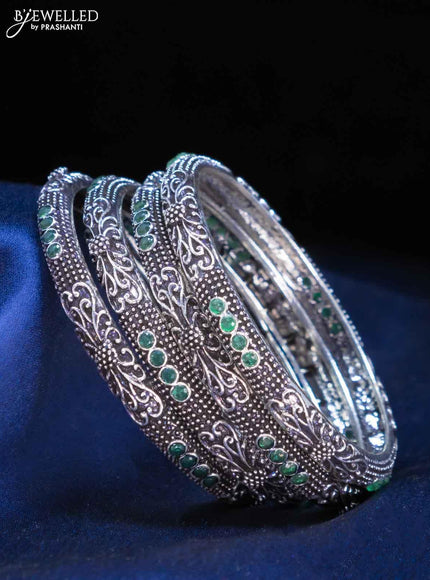 Oxidised bangles with emerald stone - {{ collection.title }} by Prashanti Sarees