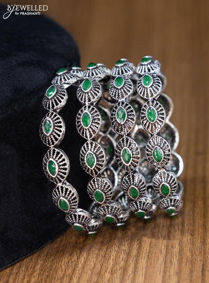 Oxidised bangles with emerald stone - {{ collection.title }} by Prashanti Sarees