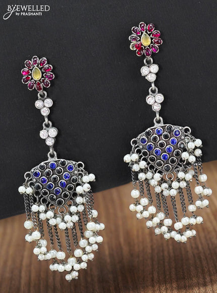 Oxidised earring with pearl hangings - {{ collection.title }} by Prashanti Sarees